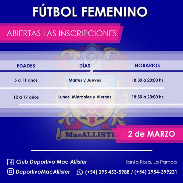 Horarios fútbol femenino