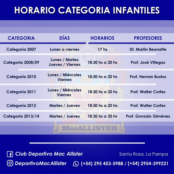 Horarios Infantiles